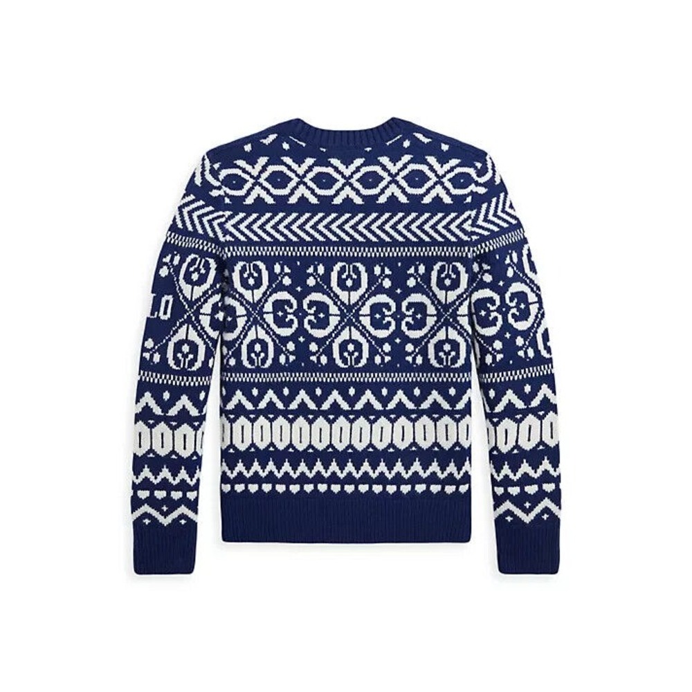 Polo Ralph Lauren Boy's Fair Isle Wool Sweater blue Navy Size 6 New $165